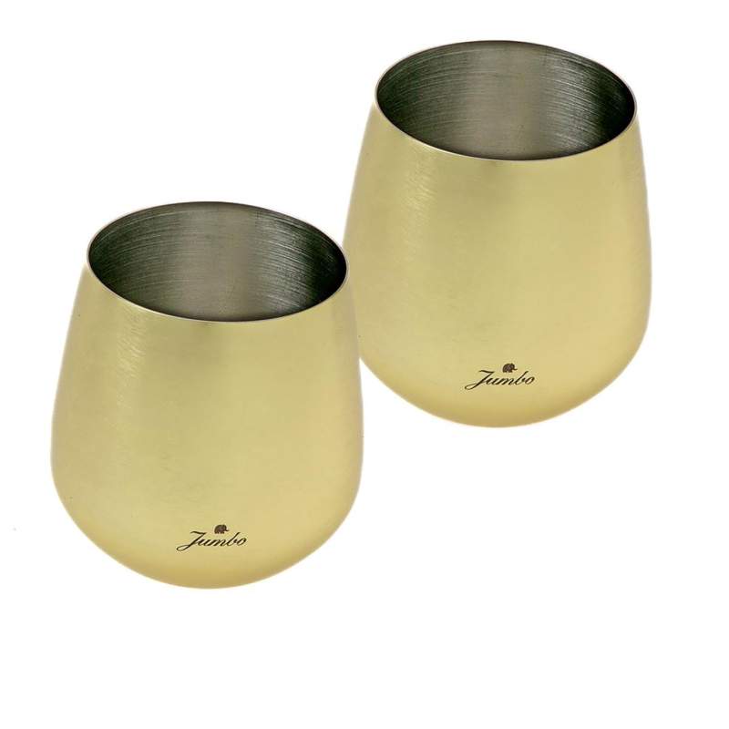 Jumbo Glory 8 Matte 2 Metal Cocktail Glasses Gold 530 ml