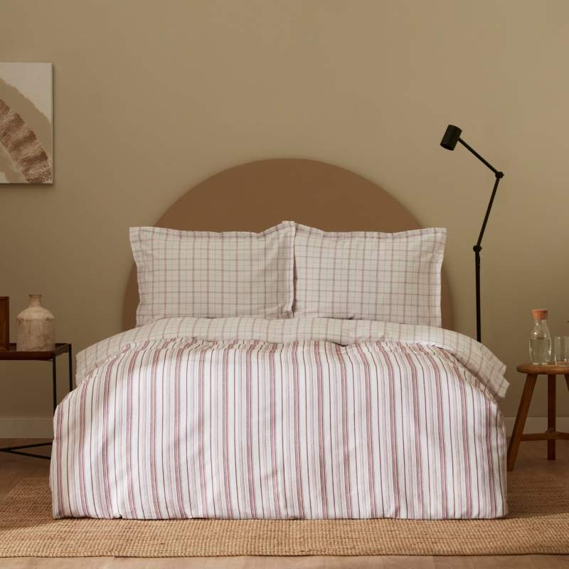 Karaca Home Doğasever Geo Cotton Transformation Double Duvet Cover Set Claret Red