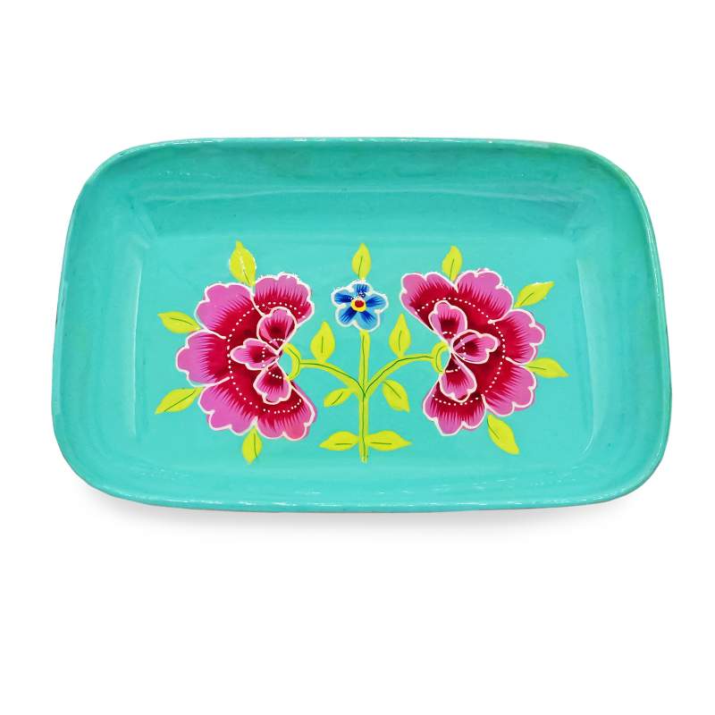 3rd Culture Floral Aqua Green Small Tray