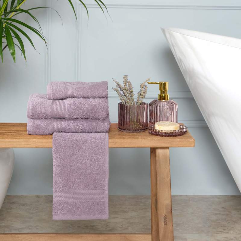 Karaca Home Vicente Plum 100% Cotton Set of 4 Towels Karaca Home Vicente Plum 100% Cotton Set of 4 Towels