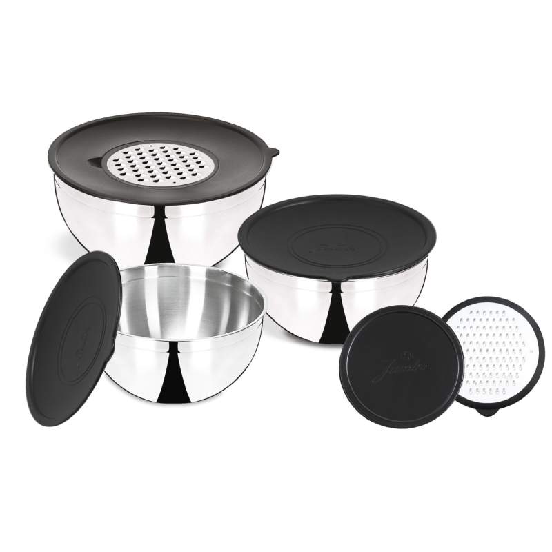 Jumbo Globe 9 Pcs Grater Mixing Storage Container Set Black