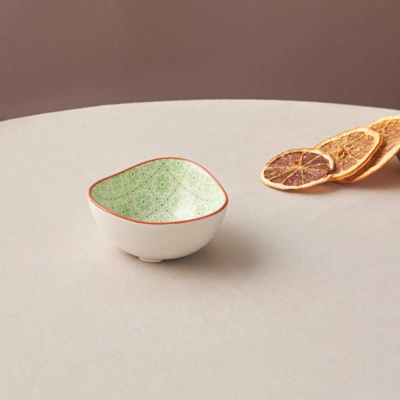 Karaca Floral Green Triangle Snack Plate 10 cm