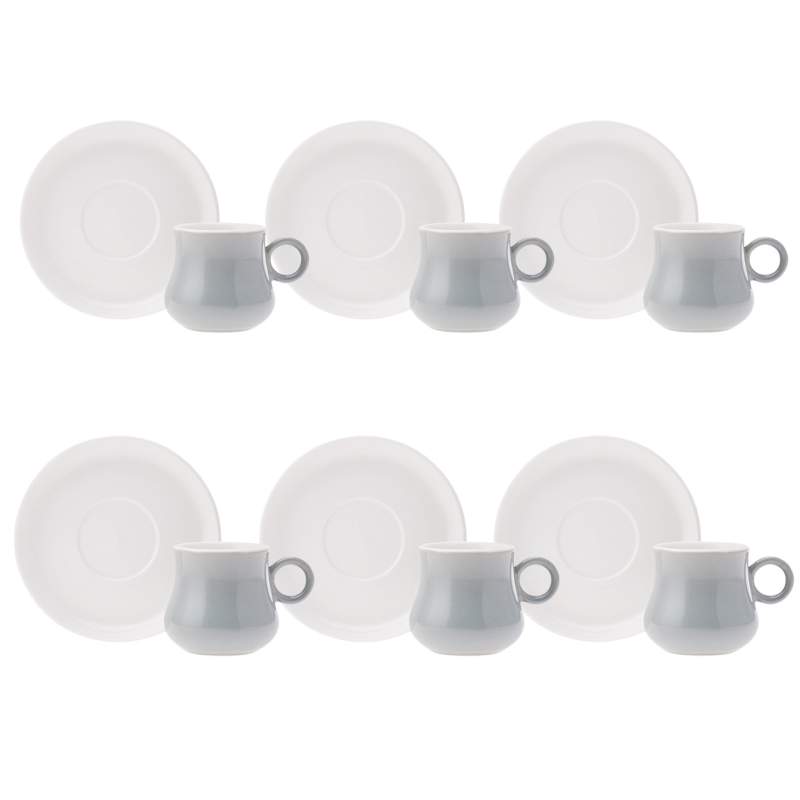 Karaca Foça Set of 6 Coffee Cups 90 ml Gray