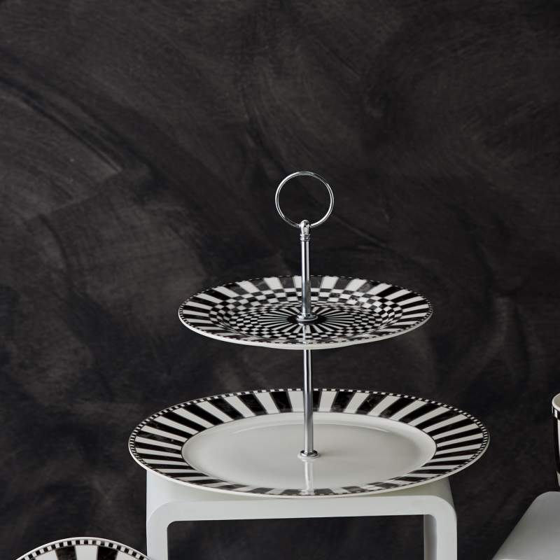 Karaca Checkered Layered Cookie Holder 27 cm