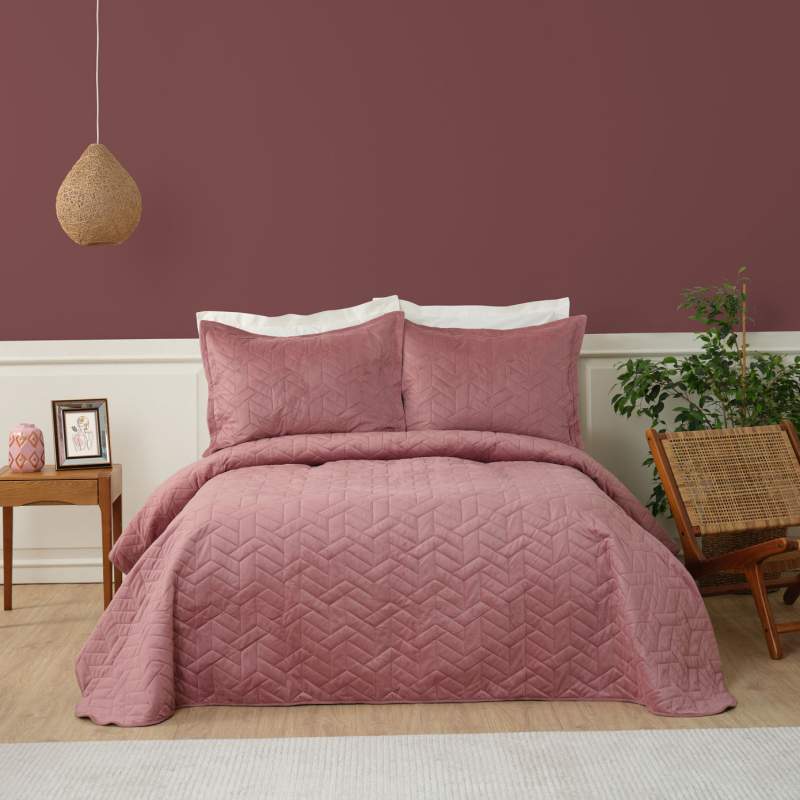 Karaca Home Pamela Dried Rose Ultrasonic Double Bedspread Karaca Home Pamela Dried Rose Ultrasonic Double Bedspread
