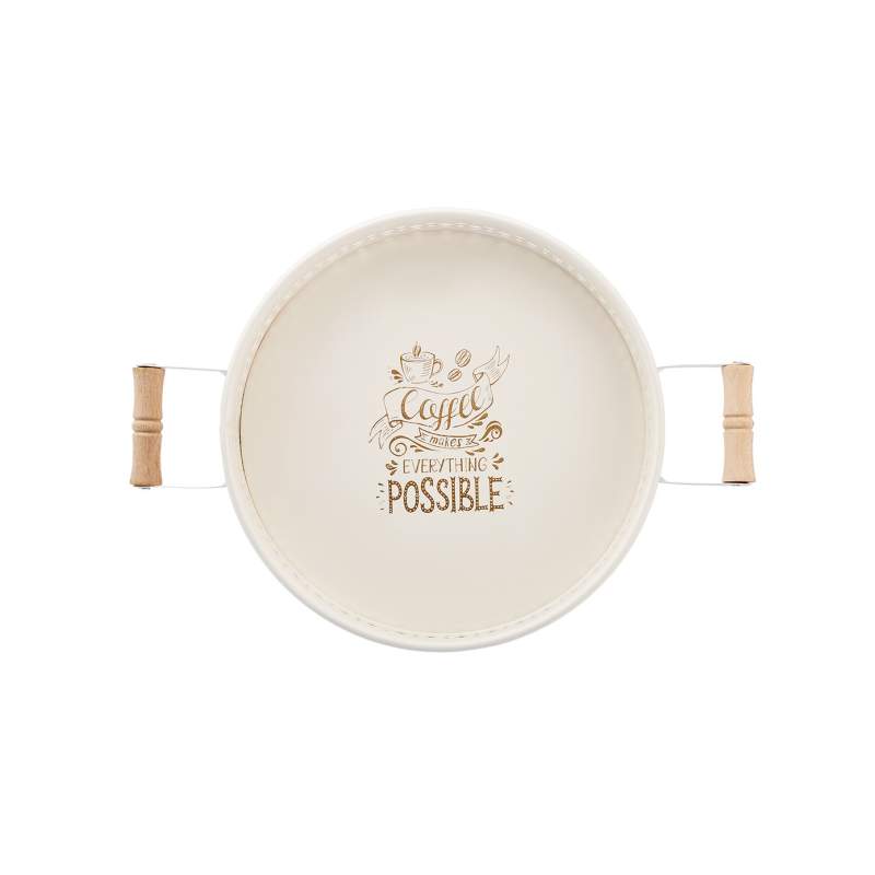 Karaca Country Lacy Round Tray Cream 26 cm