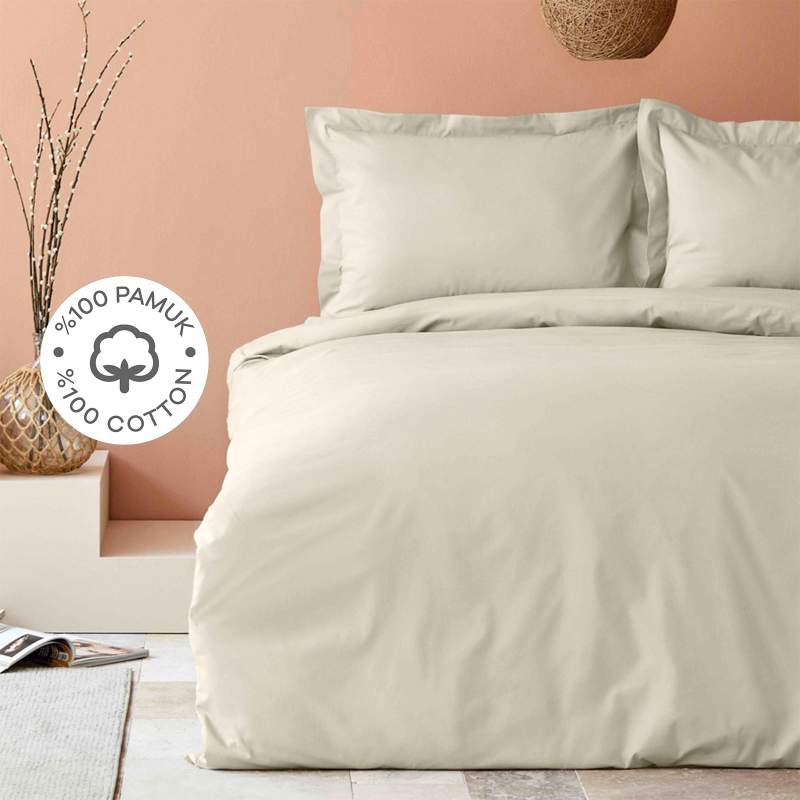 Karaca Home Back To Basic Beige 100% Cotton Single Duvet Cover Set Karaca Home Back To Basic Beige 100% Cotton Single Duvet Cover Set