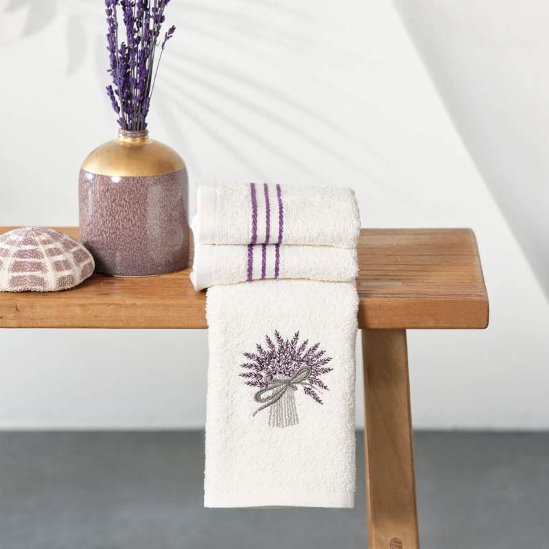Karaca Home Lavander 100% Cotton 3 Piece Towel Set Karaca Home Lavander 100% Cotton 3 Piece Towel Set