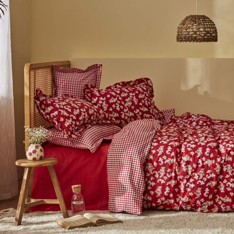 Karaca Home Carlo 100% Cotton Double Duvet Cover Set Red Karaca Home Carlo 100% Cotton Double Duvet Cover Set Red