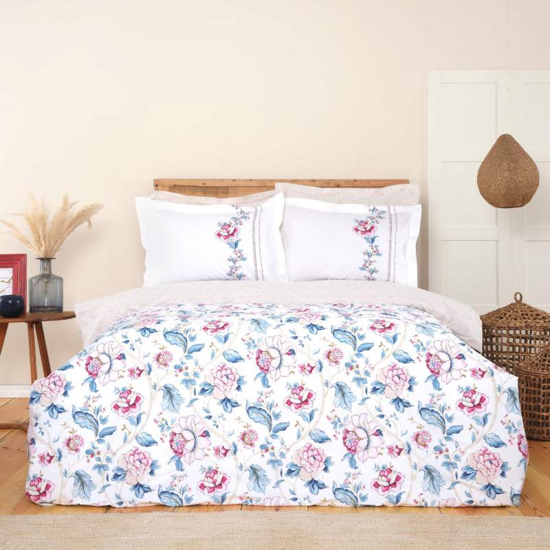 Karaca Home Ilena Fuchsia 100% Cotton Single Duvet Cover Set Karaca Home Ilena Fuchsia 100% Cotton Single Duvet Cover Set