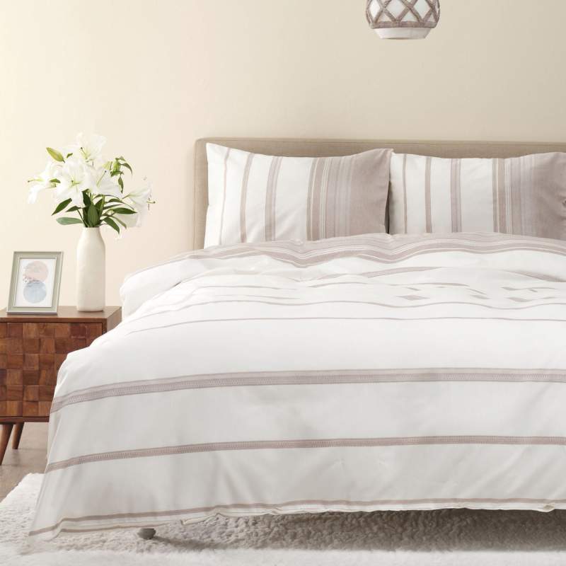 Karaca Home Vetro Beige Single Yarn Dyed Duvet Cover Set Karaca Home Vetro Beige Single Yarn Dyed Duvet Cover Set