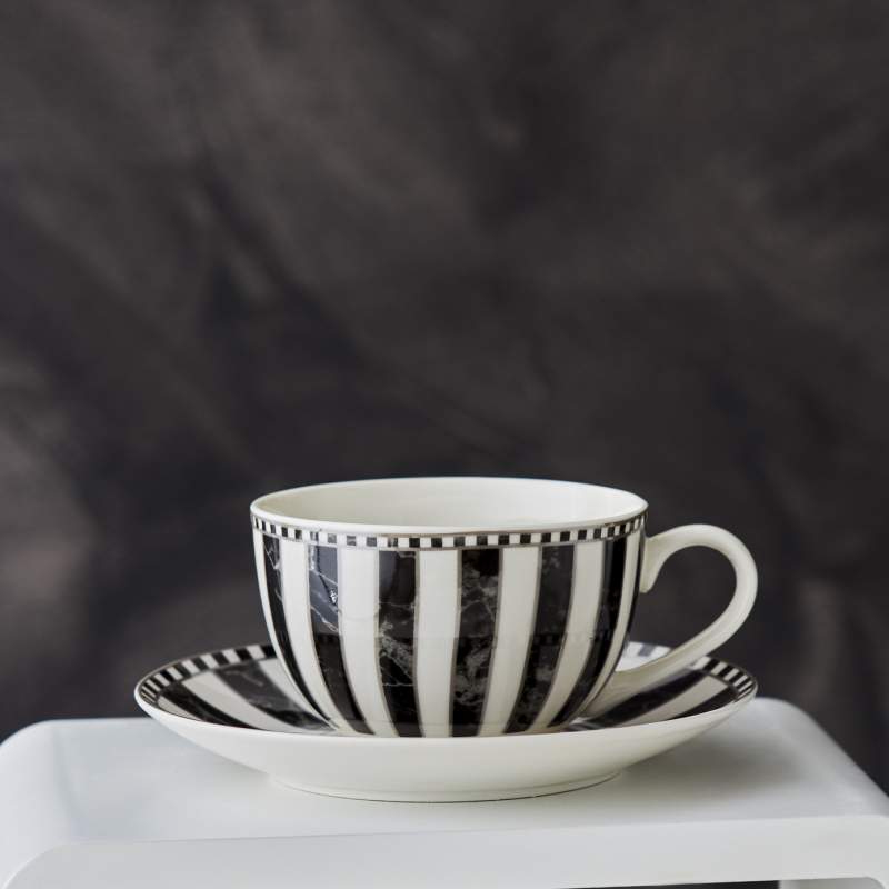 Karaca Checkered Striped Single Porcelain Coffee Cup Set 220 ml