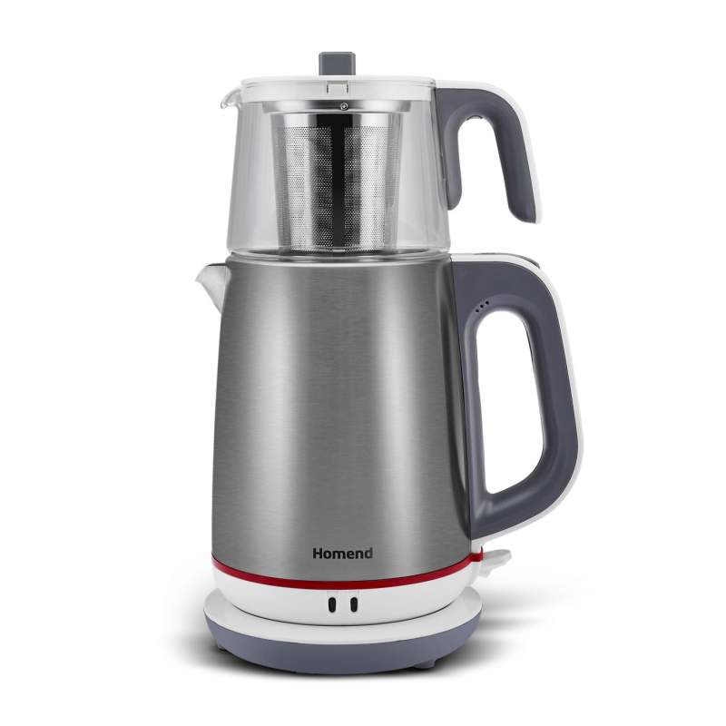 Homend Royaltea 1751H Inox White Tea Maker with Glass Infuser