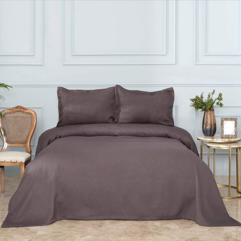 Karaca Home Lafel Anthracite Double Bedspread Set Karaca Home Lafel Anthracite Double Bedspread Set