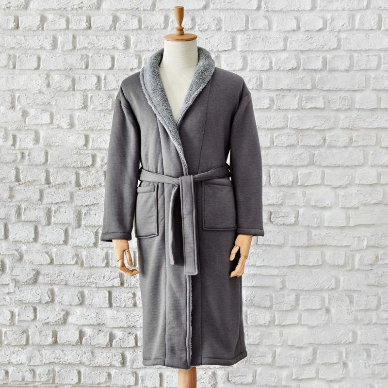 Karaca Home Softy Gray 100% Cotton Embroidered Bathrobe L/XL Karaca Home Softy Gray 100% Cotton Embroidered Bathrobe L/XL