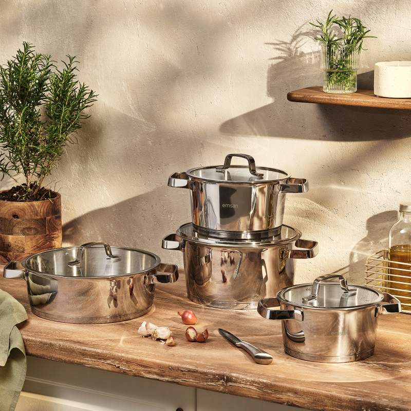 Emsan Conical Steel 8 Piece Cookware Set