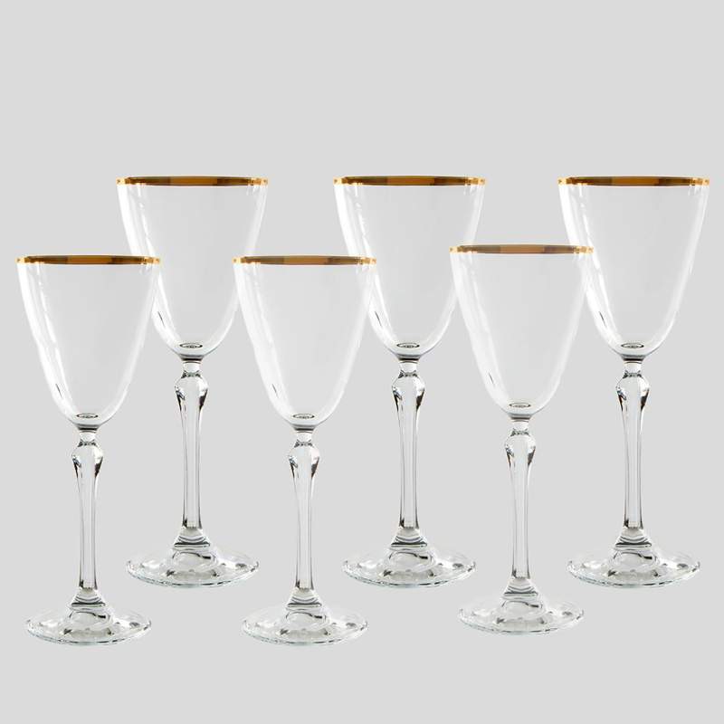 Jumbo New Ronat Gold Rim Set of 6 Glasses