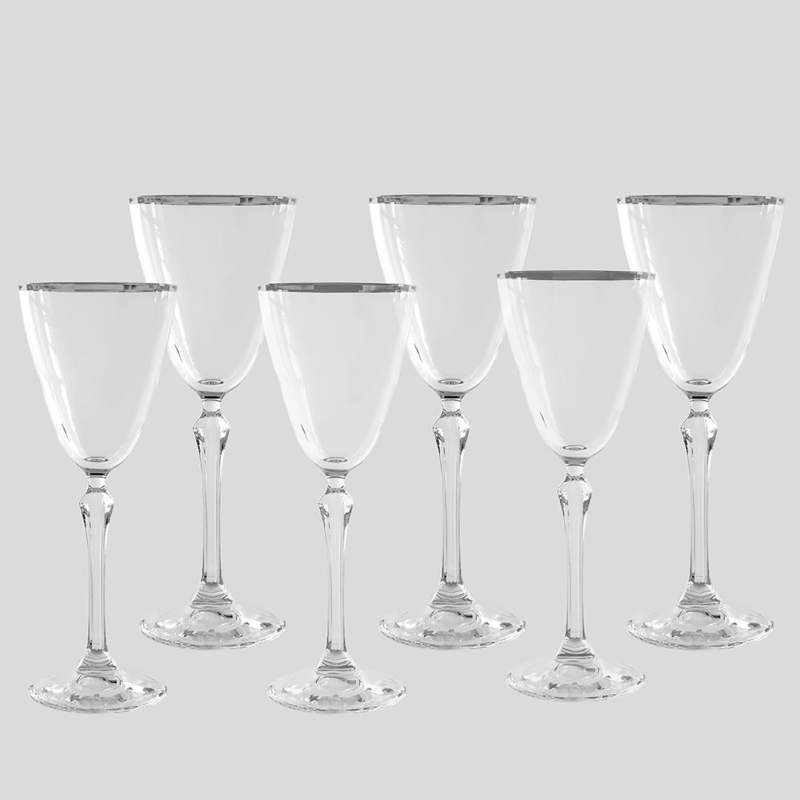 Jumbo New Ronat Platinum Rim Set of 6 Glasses