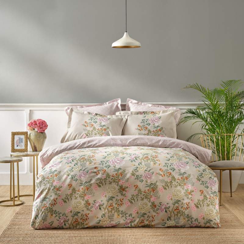 Karaca Home Adelina Green Double 100% Cotton Duvet Cover Set