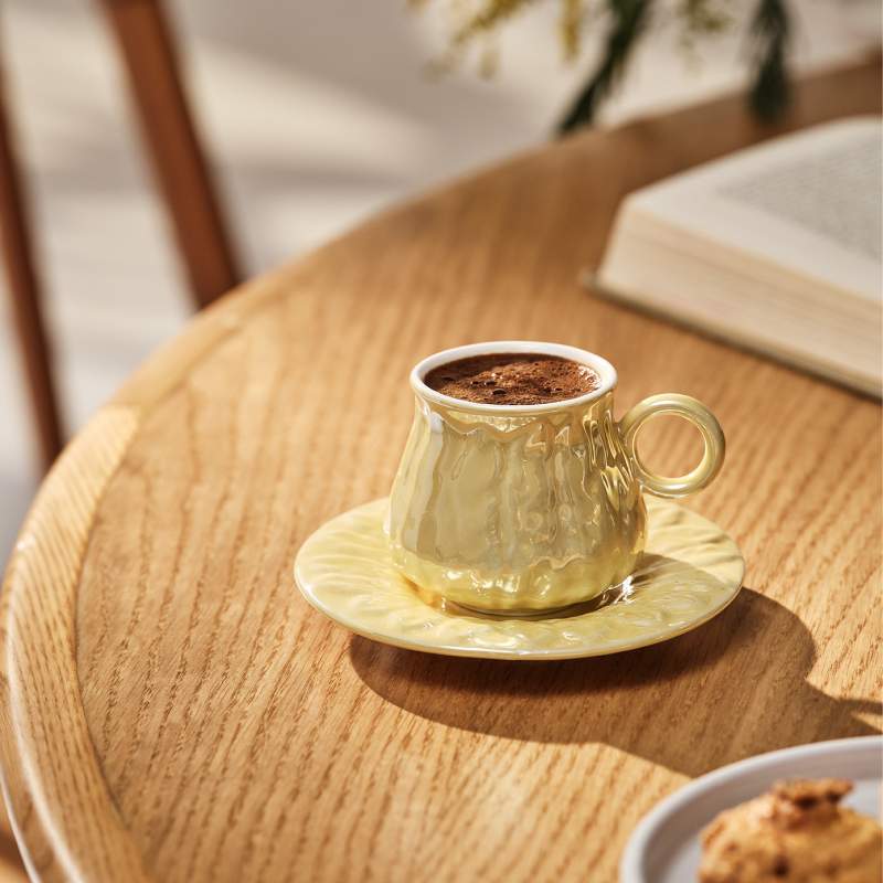 Emsan Teşvikiye Set of 6 Porcelain Coffee Cups Yellow