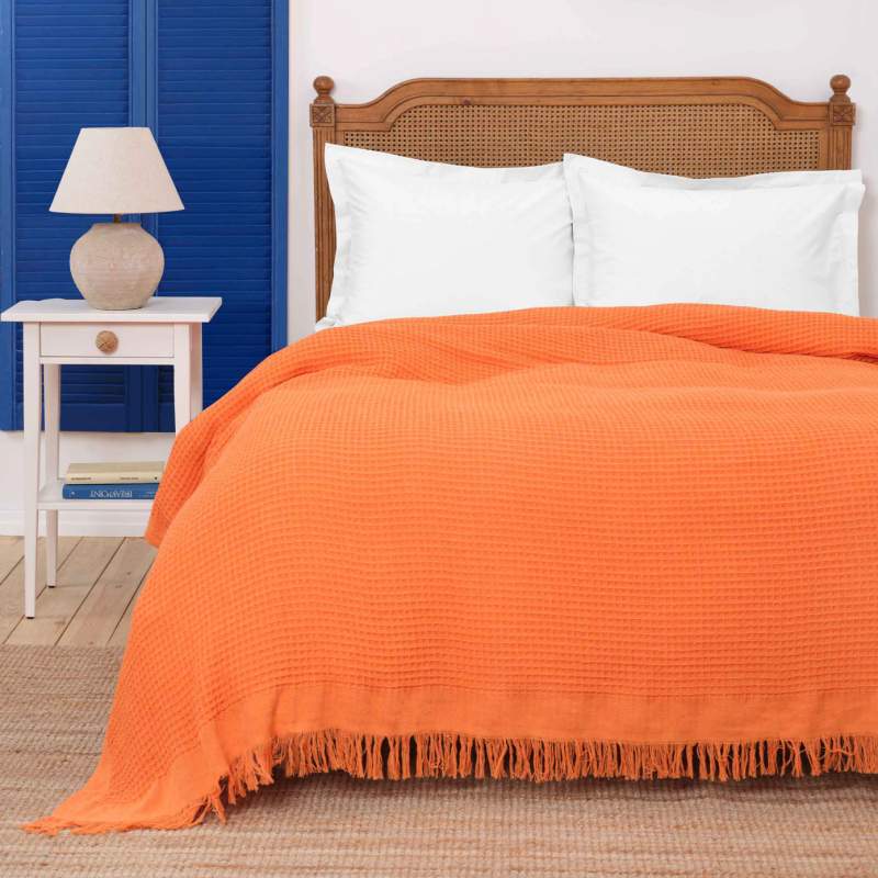 Karaca Home Coloro Orange Multi Double Waffle Pike Karaca Home Coloro Orange Multi Double Waffle Pike