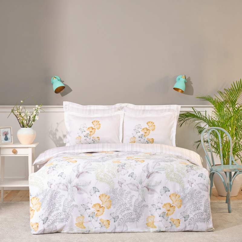 Karaca Home Vial Green Double 100% Cotton Satin Duvet Cover Set Karaca Home Vial Green Double 100% Cotton Satin Duvet Cover Set