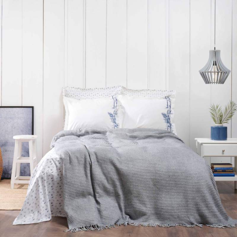 Karaca Home Bamboo Gray Double Blanket Bed Sheet Set Karaca Home Bamboo Gray Double Blanket Bed Sheet Set