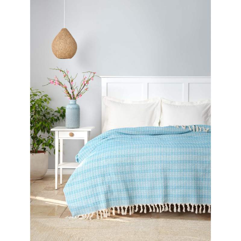 Karaca Home Destina Turquoise Double Multi-Purpose Cover Karaca Home Destina Turquoise Double Multi-Purpose Cover