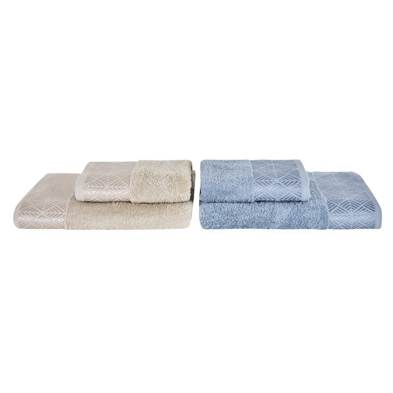 Karaca Home Lucia 4 Pcs Bath/Head Towel Hammam Set Blue Beige
