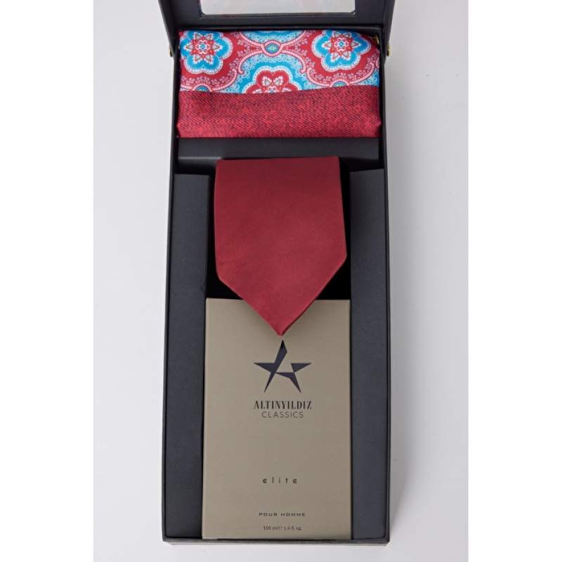 Patterned Tie-Handkerchief-Perfume Set