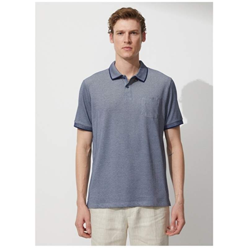 Altınyıldız Classics Polo Neck Navy Blue - White Men's T-Shirt 4A9000000004 Altınyıldız Classics Polo Neck Navy Blue - White Men's T-Shirt 4A9000000004