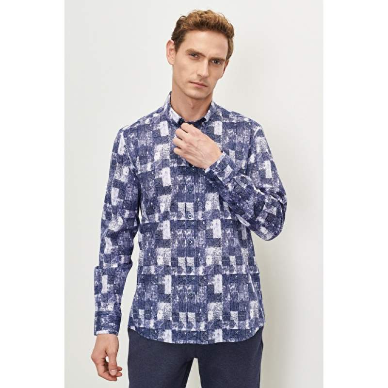 Altınyıldız Classics Slim Fit Navy Blue Men's Shirt 4A2023100074 Altınyıldız Classics Slim Fit Navy Blue Men's Shirt 4A2023100074