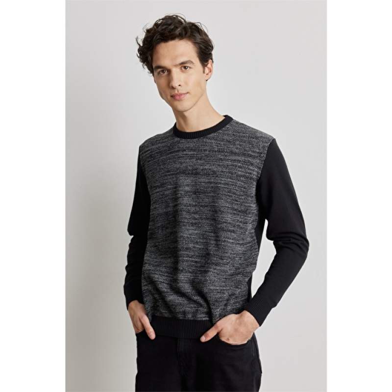 Recycle Standard Fit Crew Neck Patterned Knitwear