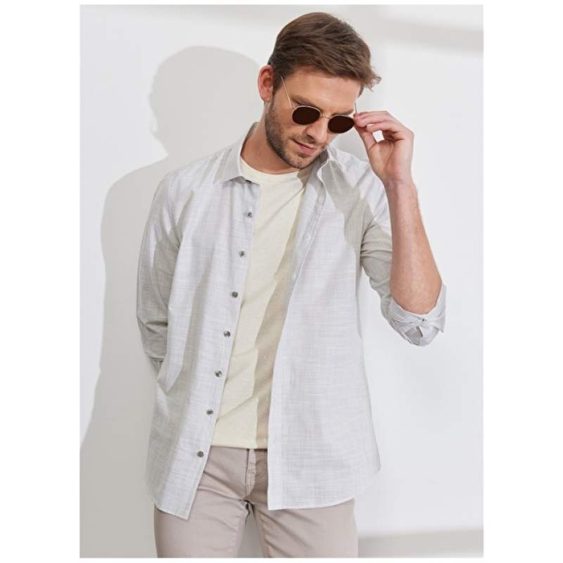 Altınyıldız Classics Classic Collar Khaki Men's Shirt 4A2023200021 Altınyıldız Classics Classic Collar Khaki Men's Shirt 4A2023200021