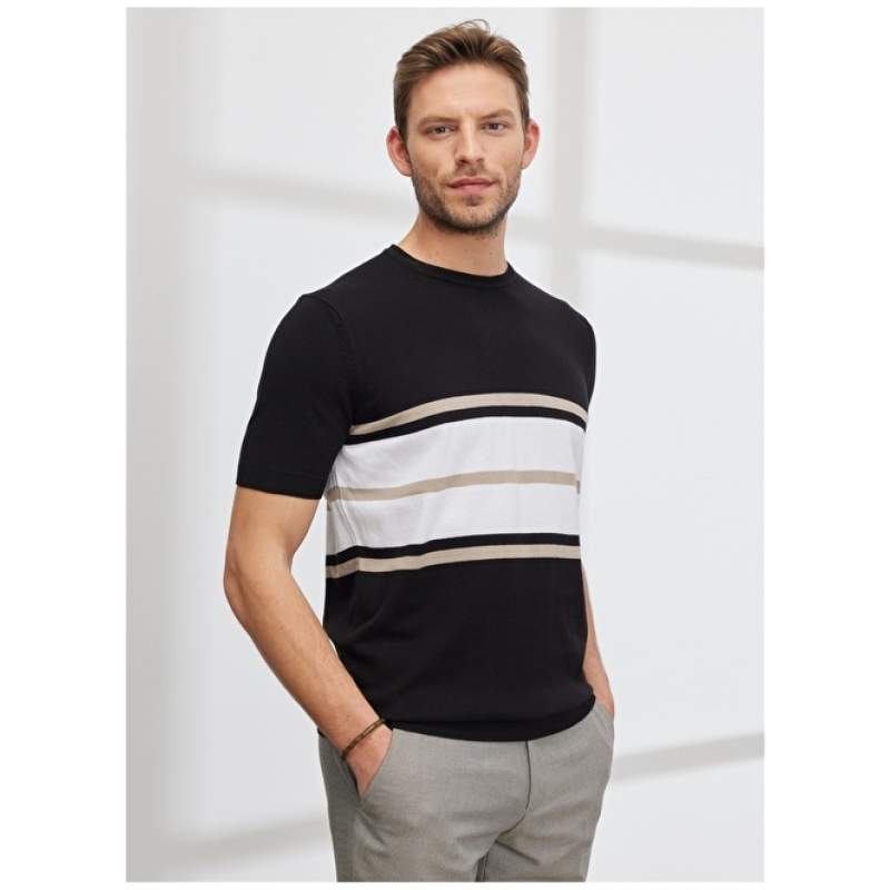 Altınyıldız Classics Crew Neck Black Melange Men's T-Shirt 4A4923200018 Altınyıldız Classics Crew Neck Black Melange Men's T-Shirt 4A4923200018