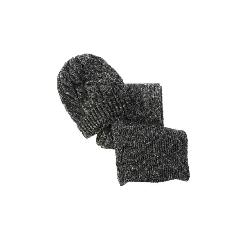 Factory Plain Anthracite Men's Scarf - Beret Set