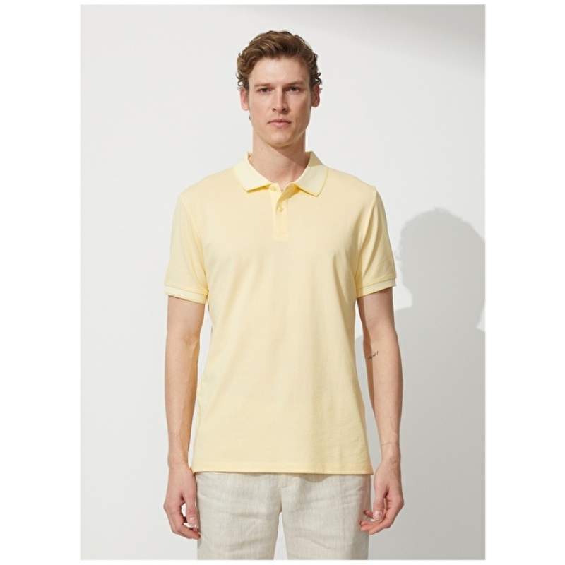 Altınyıldız Classics Polo Collar Yellow - White Men's T-Shirt 4A9000000003 Altınyıldız Classics Polo Collar Yellow - White Men's T-Shirt 4A9000000003