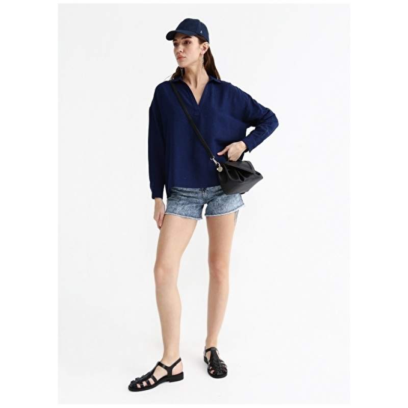 Factory Normal Waist Basic Indigo Women's Shorts KALE Factory Normal Waist Basic Indigo Women's Shorts KALE