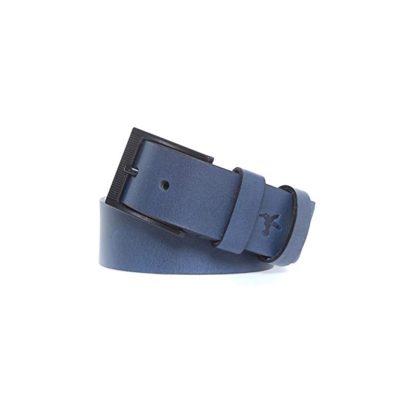 Factory Navy Blue Men's Leather Belt