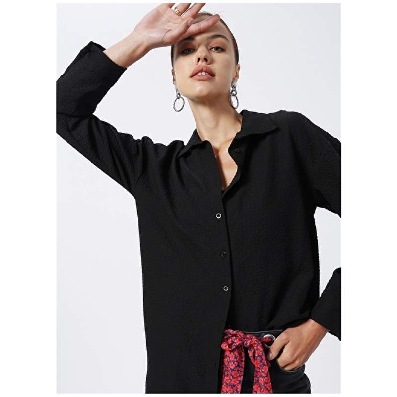 Factory Shirt Collar Dobby Black Women's Shirt TESSA