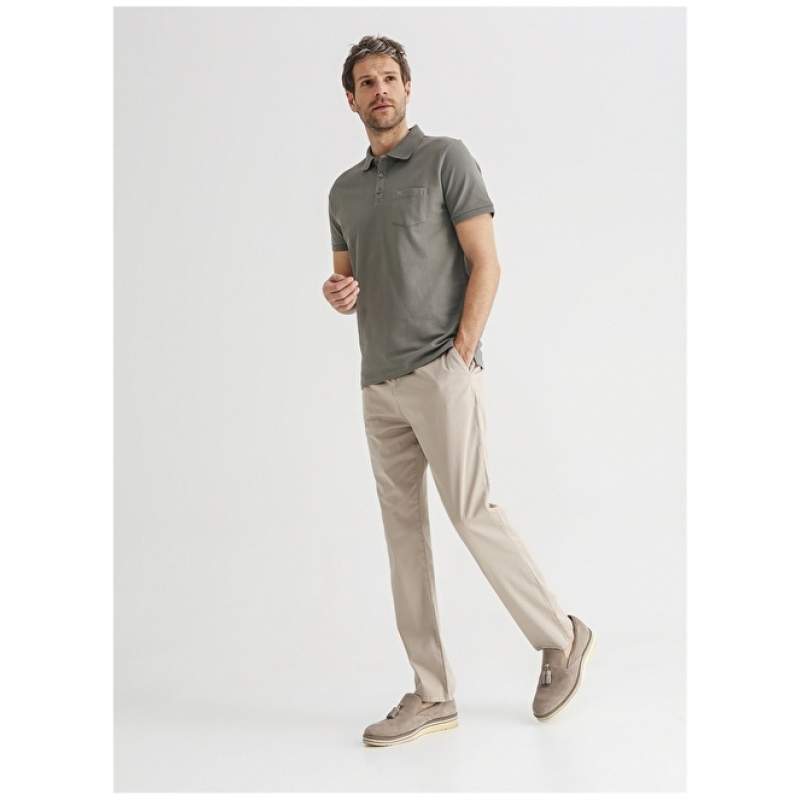 Factory Low Waist Slim Leg Beige Men's Chino Pants RUBATO