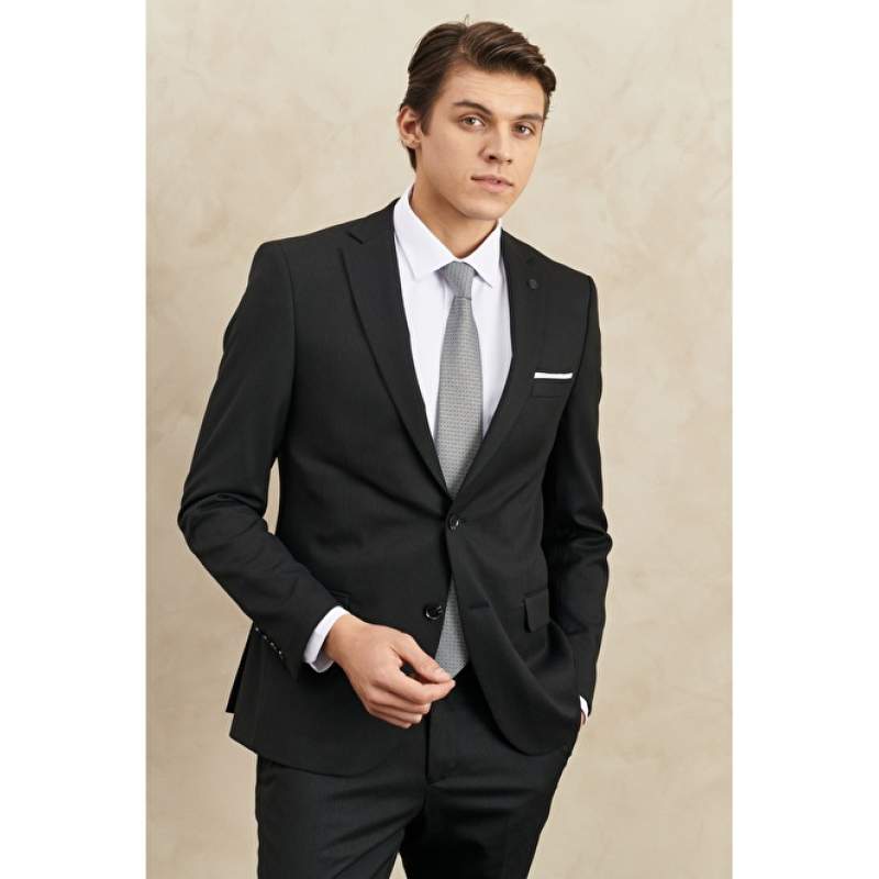 Extra Slim Fit Mono Collar Striped Classic Suit