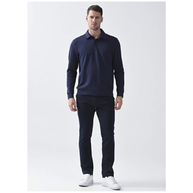 Factory Elastic Waist Slim Leg Navy Blue Men's Chino Pants DEGNA Factory Elastic Waist Slim Leg Navy Blue Men's Chino Pants DEGNA