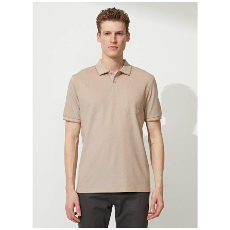 Altınyıldız Classics Polo Neck White - Mink Men's T-Shirt 4A9000000004 Altınyıldız Classics Polo Neck White - Mink Men's T-Shirt 4A9000000004