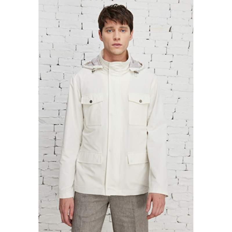 Standard Fit Regular Fit Hooded Patterned Coat