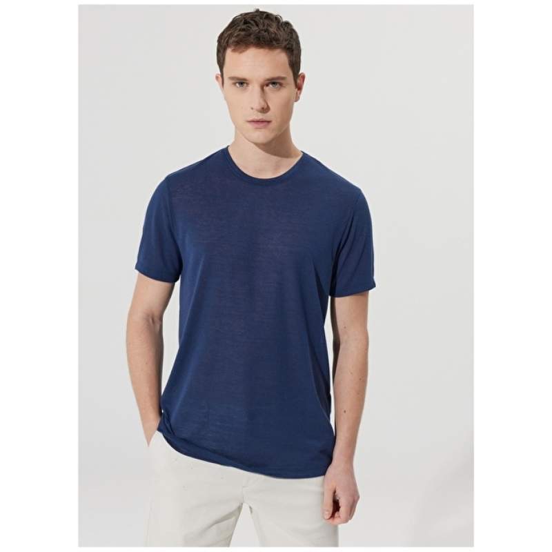 Altınyıldız Classics Crew Neck Navy Blue Men's T-Shirt 4A4823200045 Altınyıldız Classics Crew Neck Navy Blue Men's T-Shirt 4A4823200045