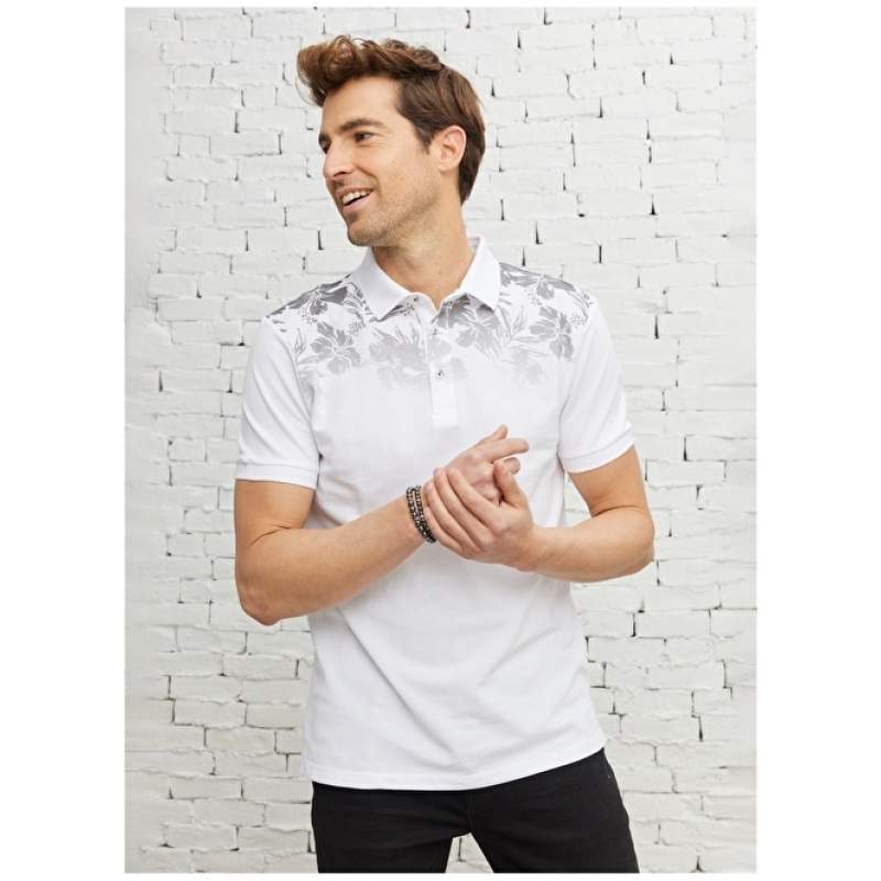 Altınyıldız Classics Polo Neck White Men's T-Shirt 4A4823200022 Altınyıldız Classics Polo Neck White Men's T-Shirt 4A4823200022