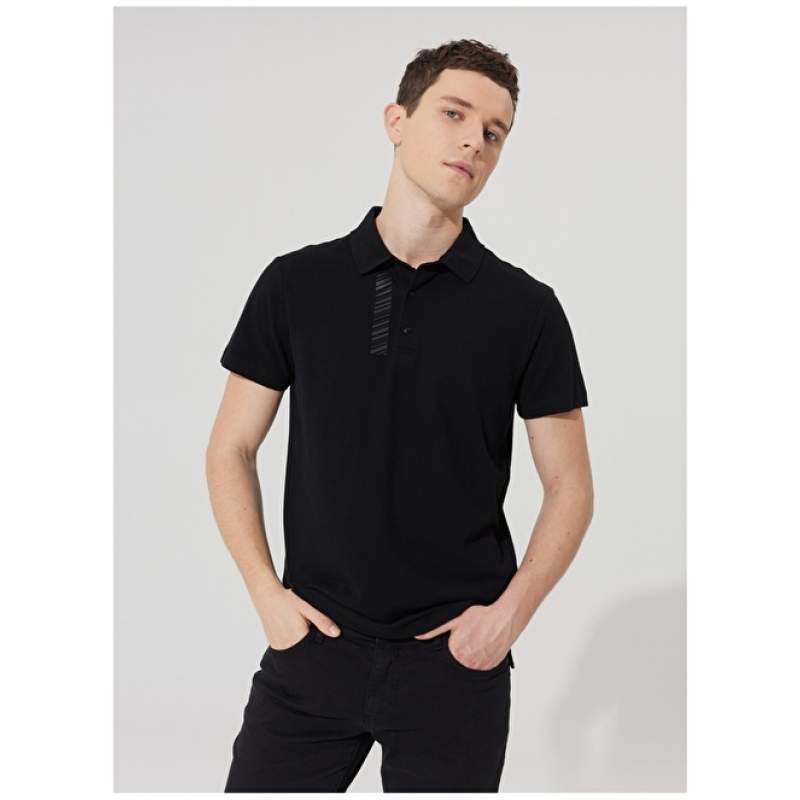 Altınyıldız Classics Polo Neck Black Men's T-Shirt 4A482320002 Altınyıldız Classics Polo Neck Black Men's T-Shirt 4A482320002