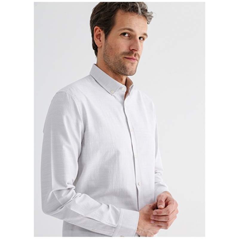 Factory Shirt Collar Dobby Beige Men's Shirt MYDOS 100 Factory Shirt Collar Dobby Beige Men's Shirt MYDOS 100