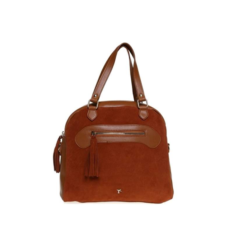Factory Tobacco 32x32x15 Women's Suede Leather Shoulder Bag OSLO-BUENO